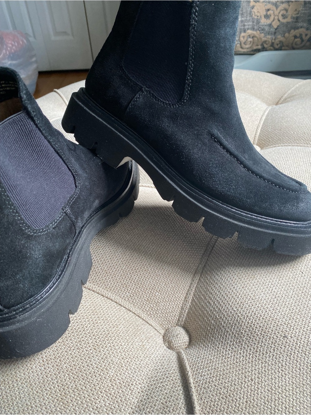 Sofft Black Suede Chelsea Combat Boots